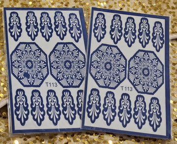 Blue Petal Dreams henna stencils-t113